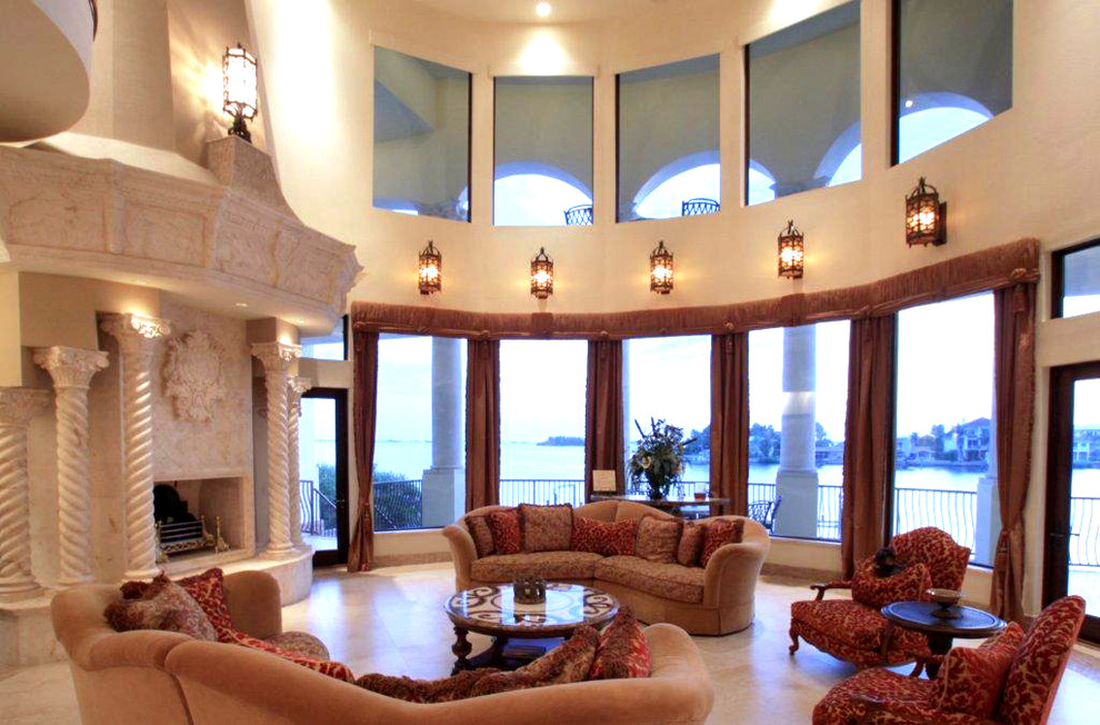 Example of a tuscan living room design in Orlando