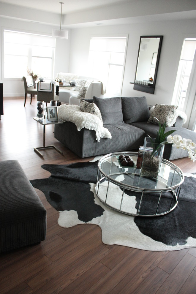 Design ideas for a contemporary living room in Calgary.