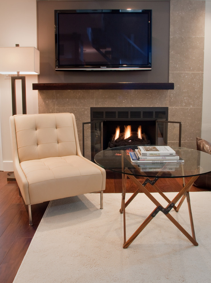 Inspiration for an eclectic living room remodel in Philadelphia with a standard fireplace and a wall-mounted tv
