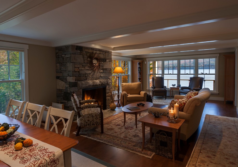 Vermont Lake House Renovation - Traditional - Living Room - Burlington ...