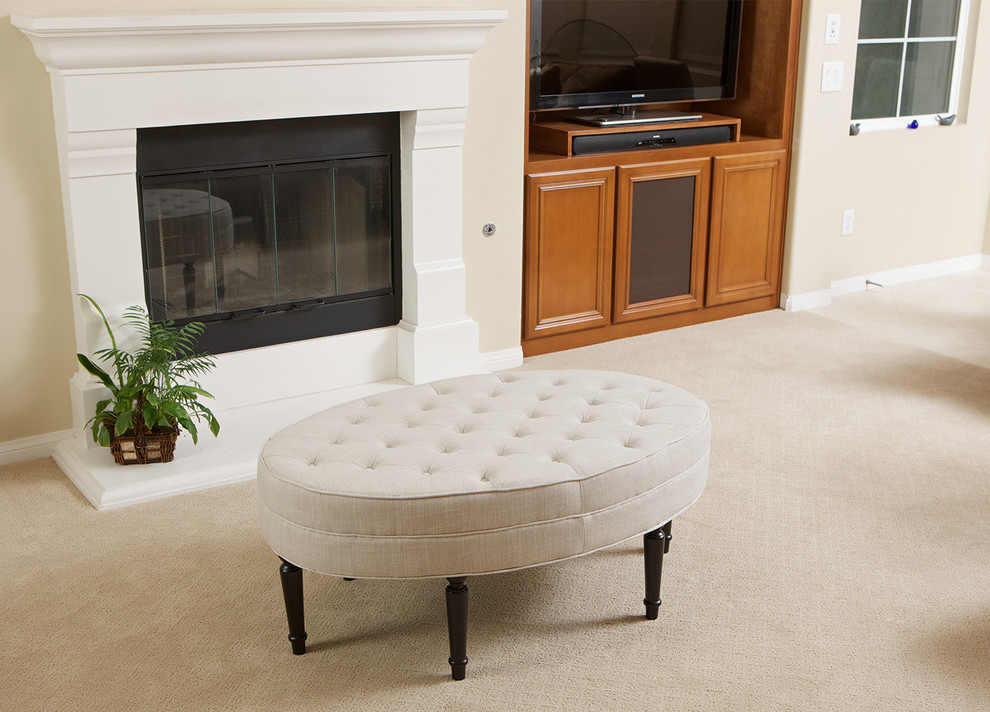 Versailles Oval Ottoman Coffee Table with Tufted Button Accents