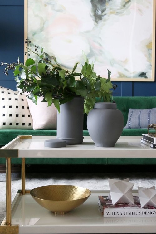 Inspiration for a mid-sized transitional medium tone wood floor living room remodel in Salt Lake City with blue walls