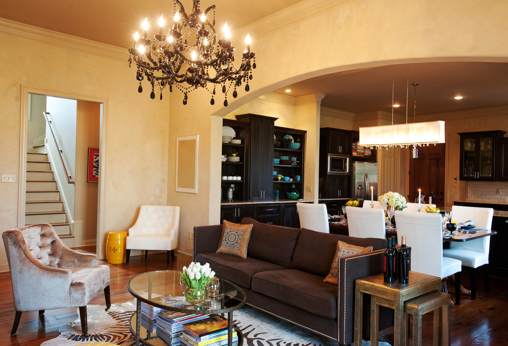 Example of a transitional living room design in New Orleans