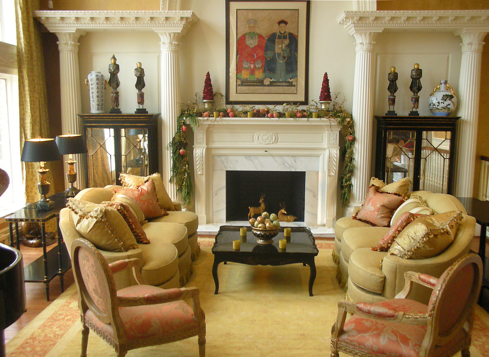 Immagine di un grande soggiorno classico aperto con sala formale