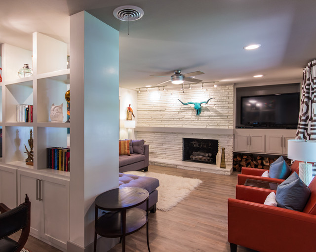 Waco Mid Century Mod Renovation Midcentury Living Room Houston