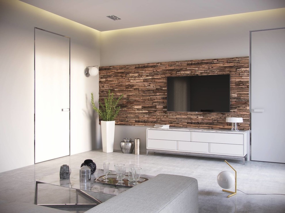 Wall Cladding Contemporary Living Room Toronto by Teak & Co