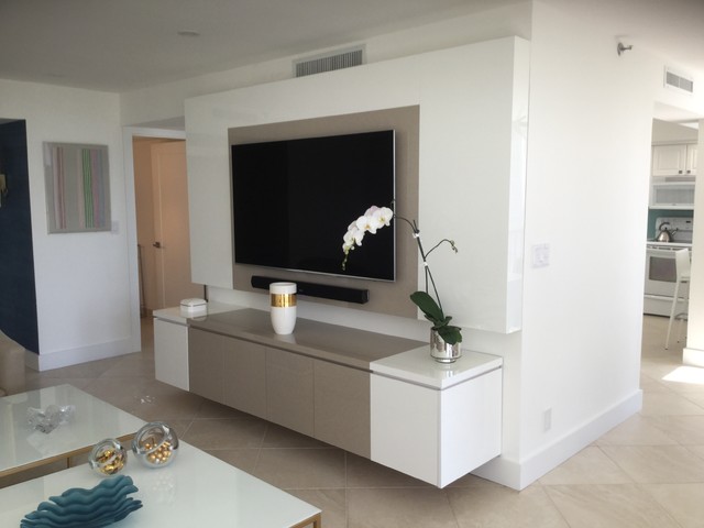 Wall Unit & Floating Cabinet - Modern - Living Room - Miami - by ABV Wood &  Design Corp. | Houzz