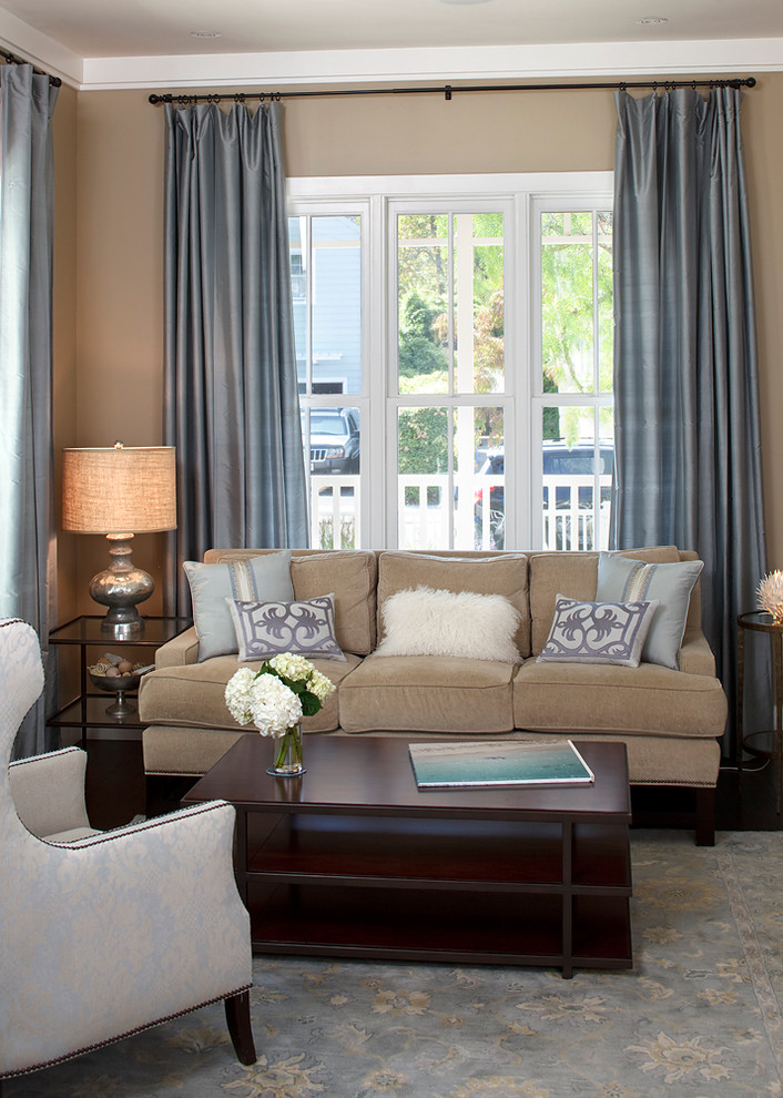 Elegant living room photo in San Francisco with beige walls
