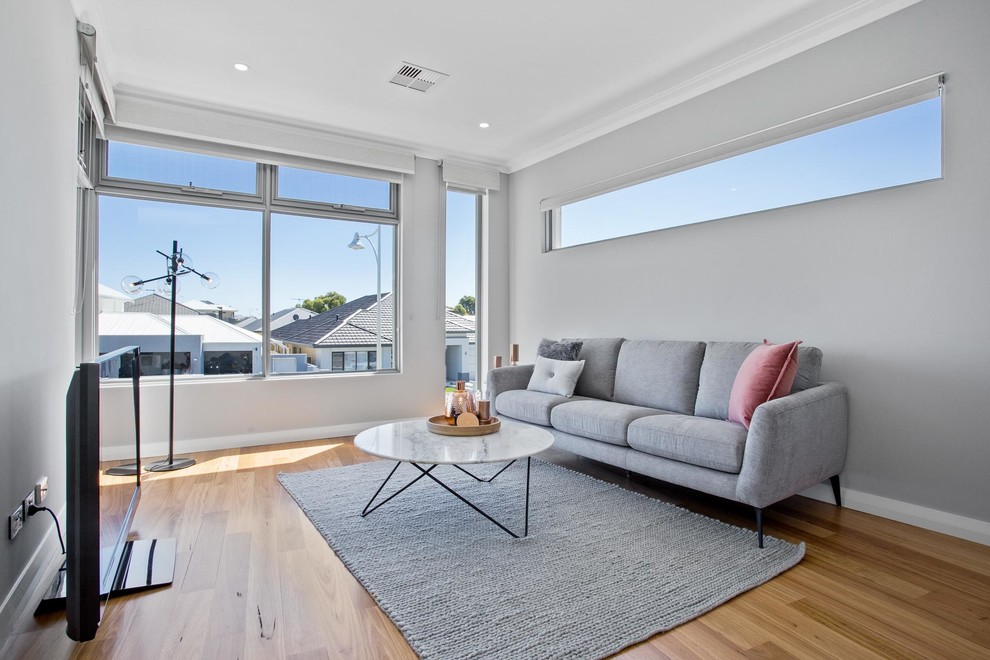 Photo of a contemporary living room in Perth.