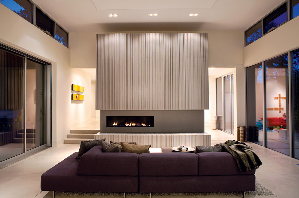Example of a minimalist concrete floor living room design in San Francisco