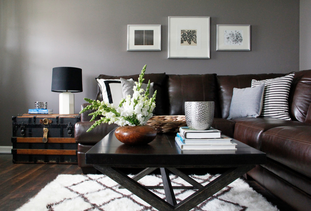 Washington Street Contemporary Living Room Los Angeles By Victoria Holly Interiors Houzz - Brown Couch Grey Walls