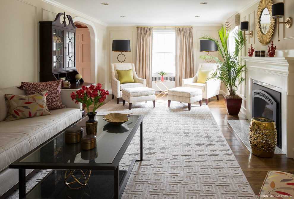 Living room - transitional living room idea in Boston