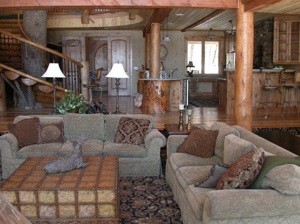 Example of a mountain style living room design in Salt Lake City