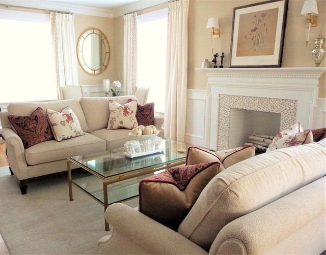 Wellesley Living and Dining Room Classique Salon Boston par Marylou Fraser Interiors Houzz