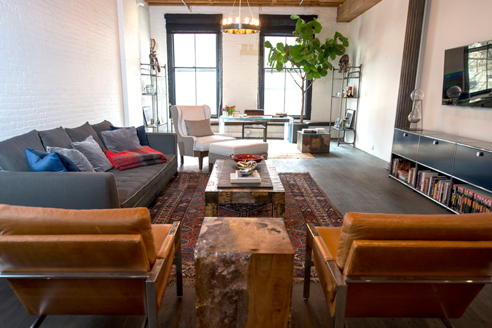 This is an example of an industrial living room in New York.