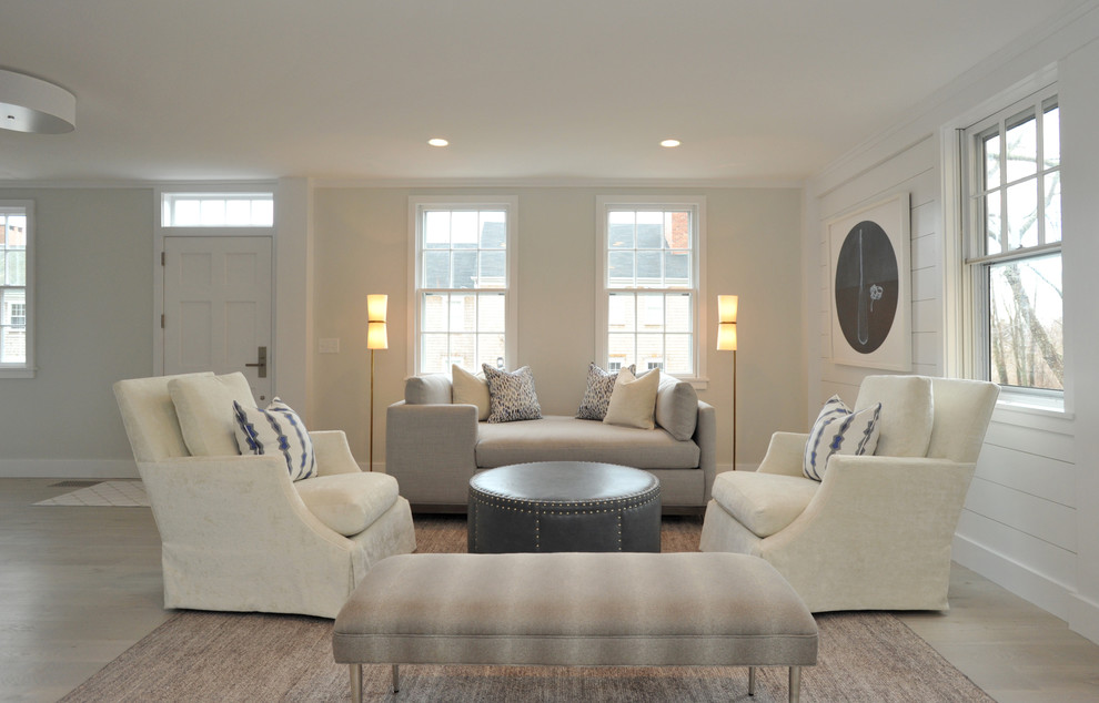 This is an example of a modern living room in Boston.