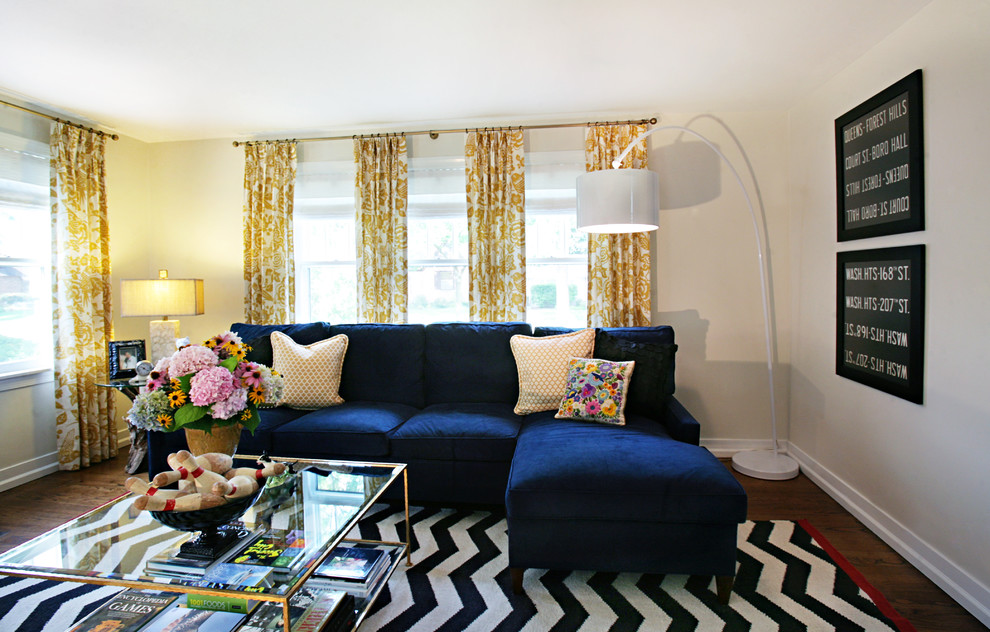 Western Springs Living Room Eclectic Chicago By Debbie Basnett Interiors Llc Houzz - Royal Blue Home Decor Ideas For Living Room Walls
