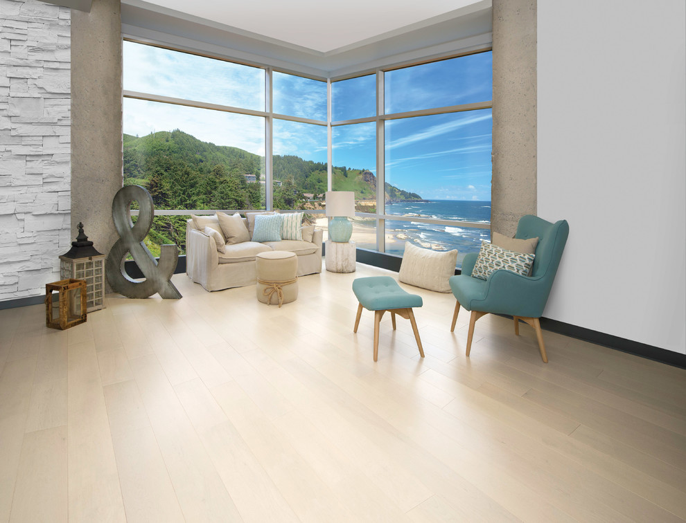 White & Light Hardwood Flooring - Modern - Living Room - Los Angeles