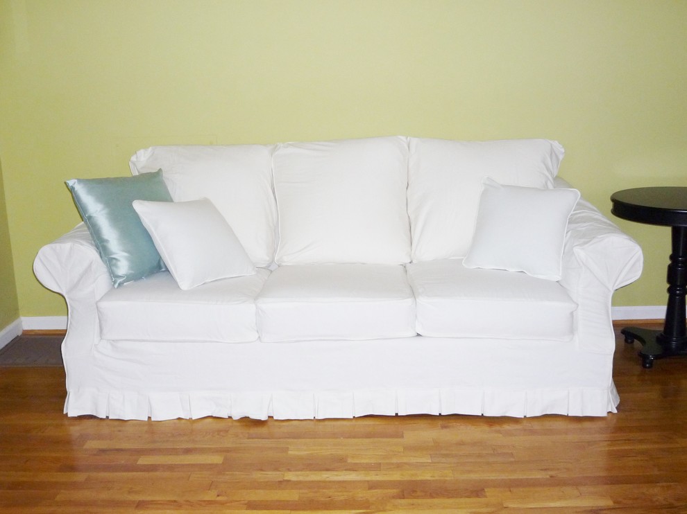 White Denim Sofa Slipcover - Modern - Living Room - Miami - by Fabric 8 ...