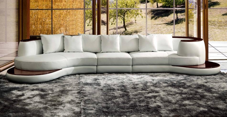 White Leather Contemporary Sectional, White Leather Contemporary Sofa