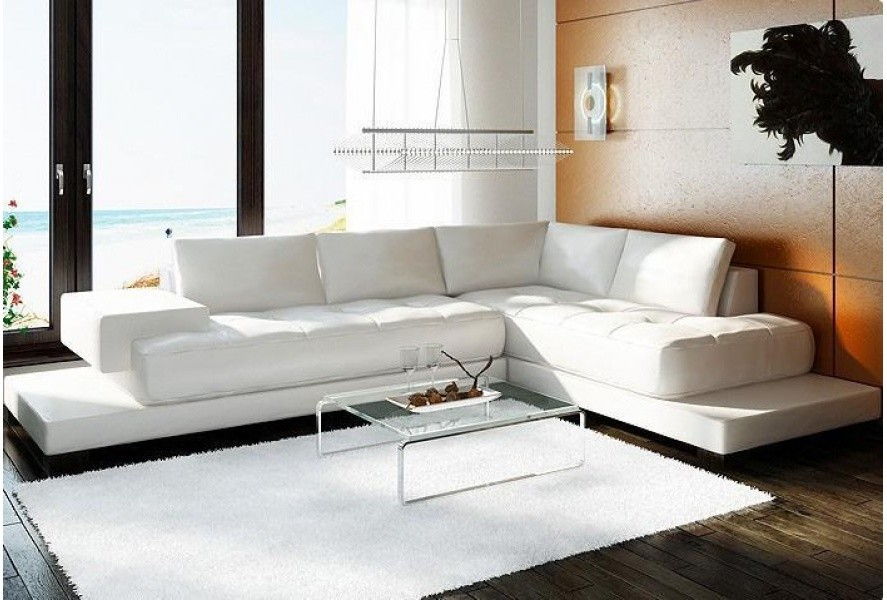 White Leather Sectional Sofa Modern Design - Modern - Living Room - Los