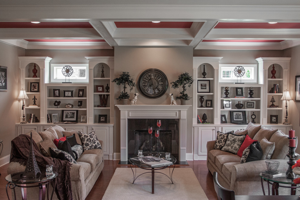 White painted built in Traditional Living Room Atlanta