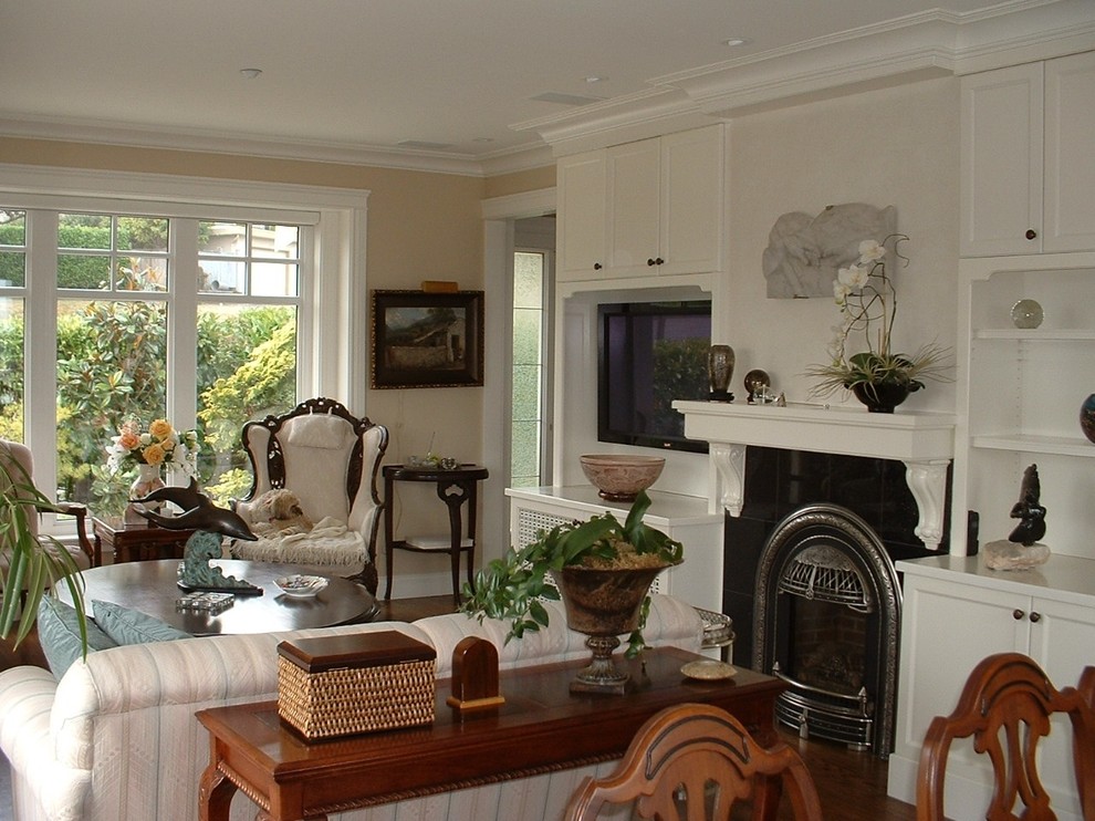 White Painted Traditional Living Room Vancouver by
