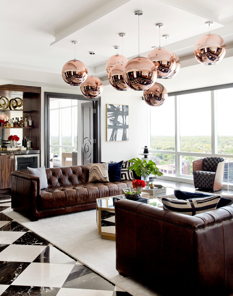 White Plains Penthouse Lounge Transitional Living Room New York by Caroline Kopp