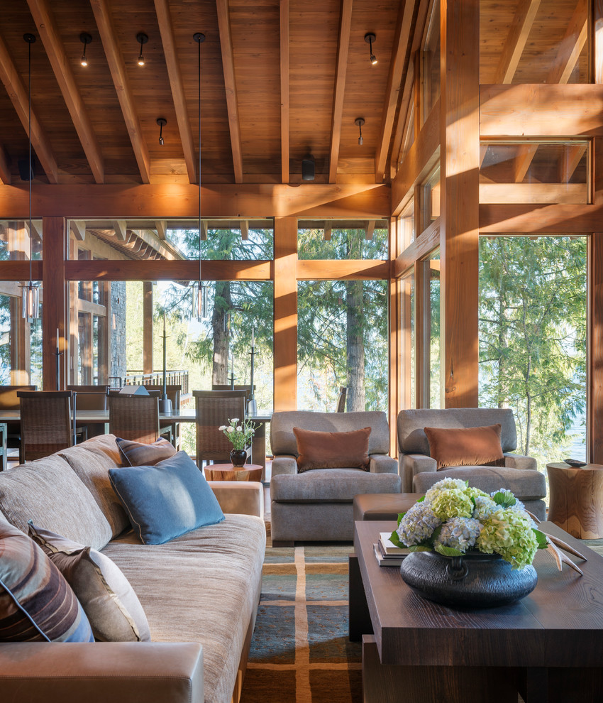 This is an example of a rustic living room in Seattle.