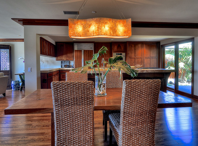 Design ideas for a world-inspired dining room in Orange County.