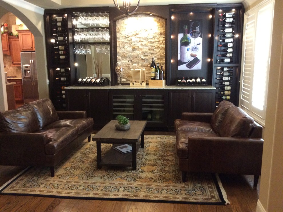 William Morris vintage rug completes this wine lounge... Traditional