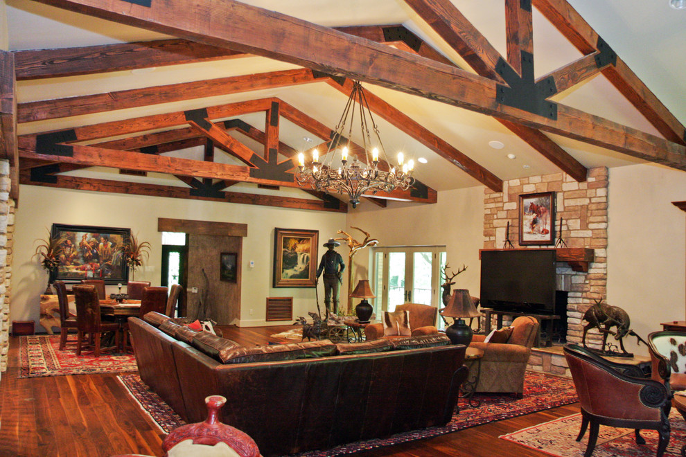Design ideas for a rustic living room in Houston.