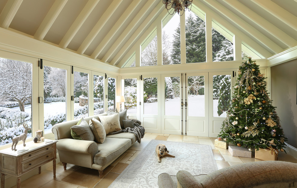 Example of a classic living room design in West Midlands with no fireplace