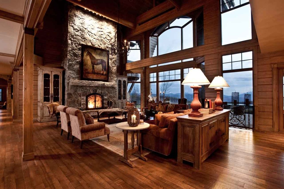 Inspiration for a rustic living room in Salt Lake City.