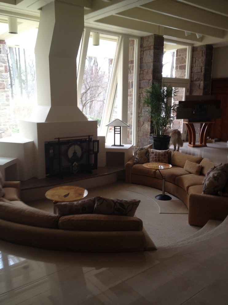 Example of a trendy living room design in Philadelphia