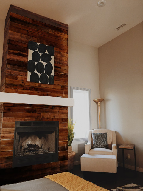 Wood Accent Fireplace Wall - Rustic - Living Room - Los Angeles - by EL u0026  EL Wood Products Corp. | Houzz