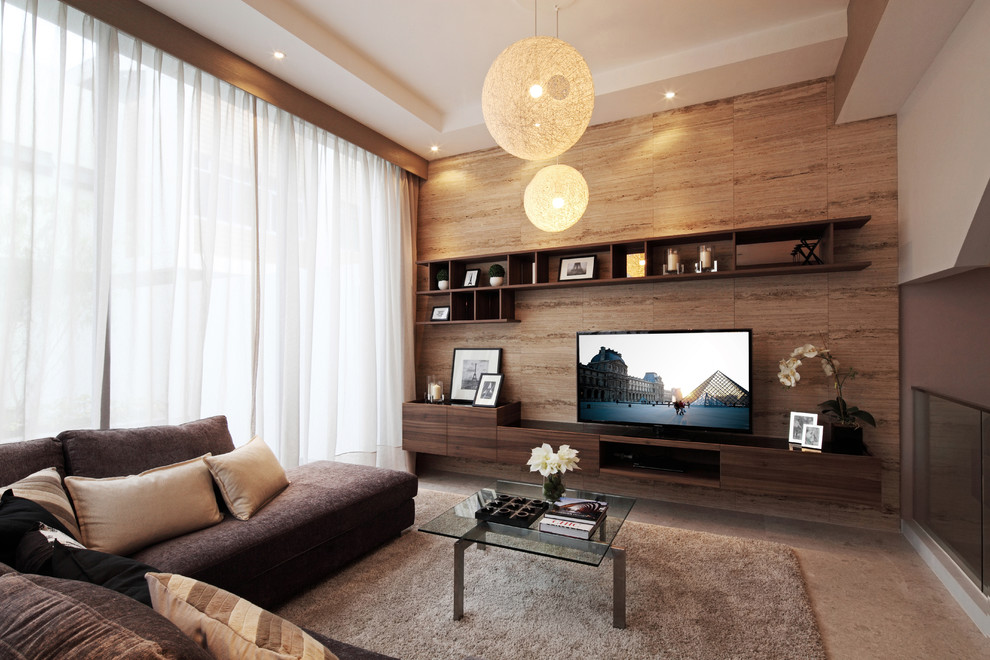 Trendy living room photo in Singapore