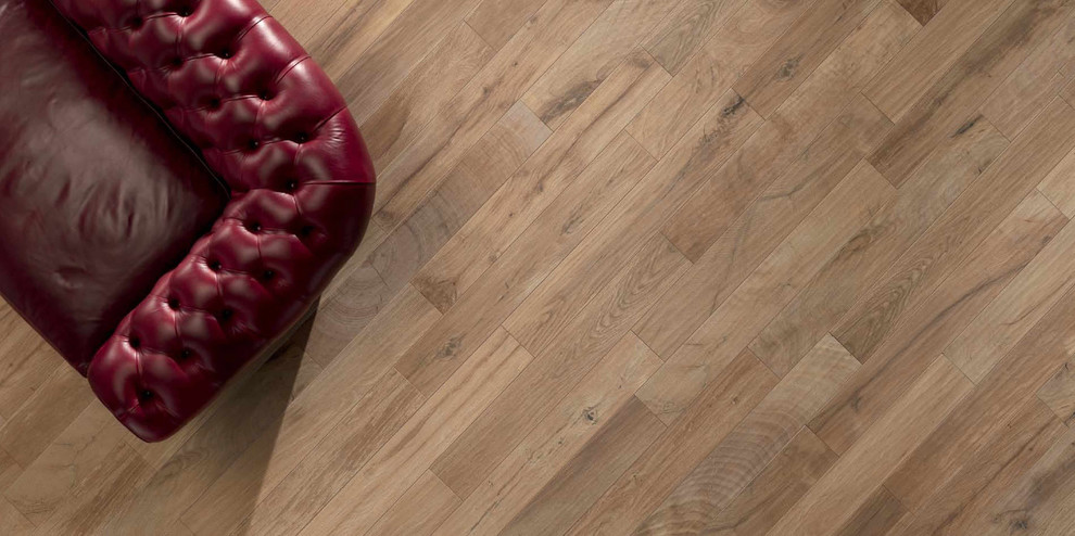 Esempio di un soggiorno minimal di medie dimensioni con pavimento in gres porcellanato