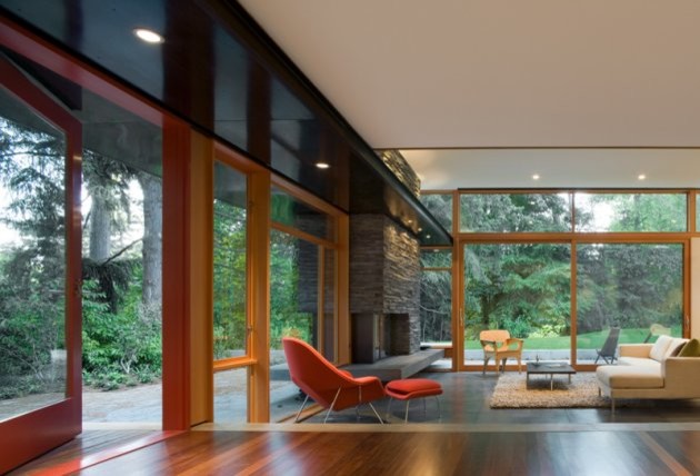 Design ideas for a large contemporary open plan living room in Seattle.