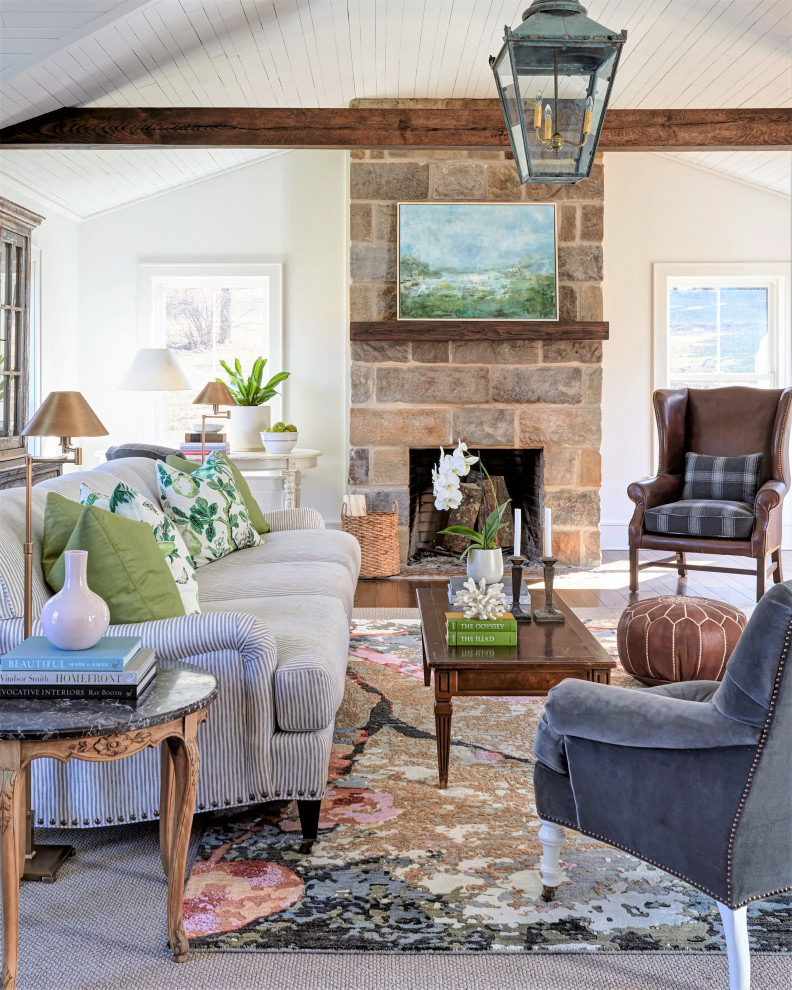 Living room - cottage living room idea in Other