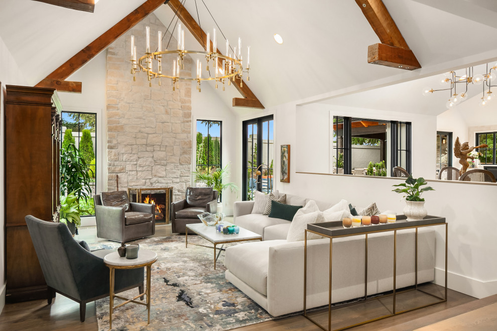 Living room - french country living room idea in Seattle