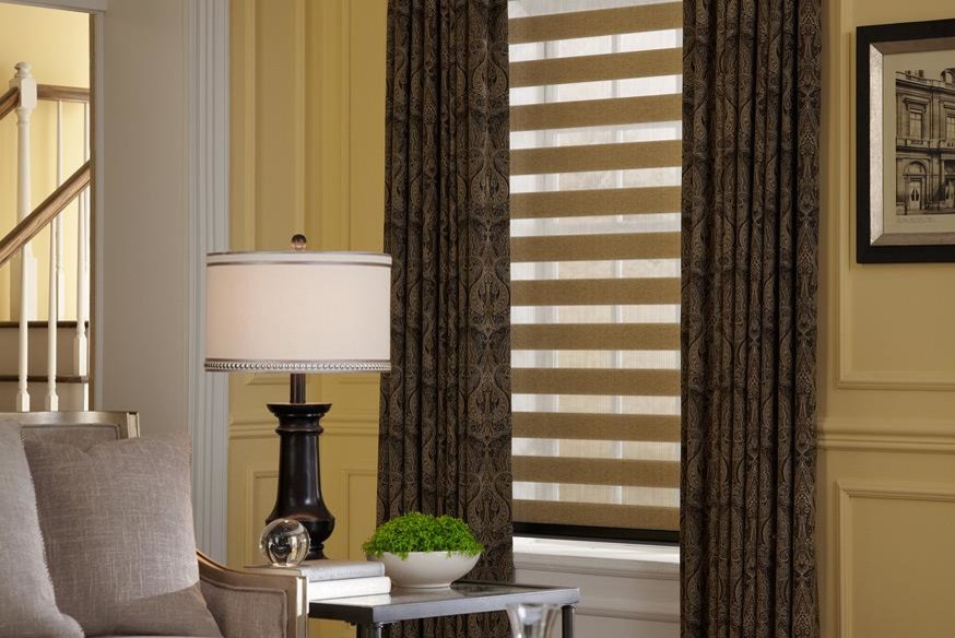 Yellow Walls paired with Pattern Curtains & Draperies of Indianapolis