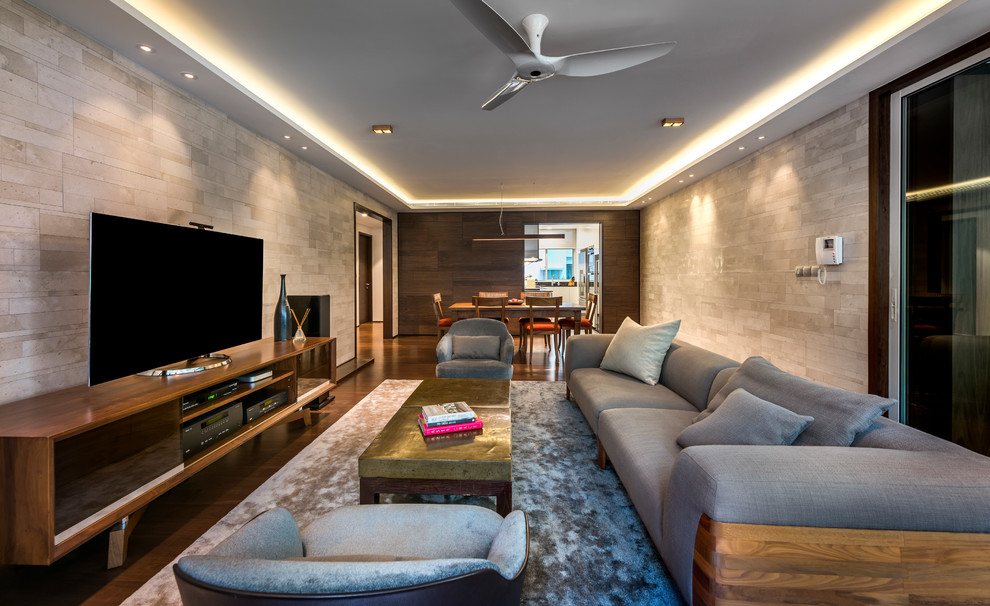 Design ideas for a world-inspired living room in Singapore.