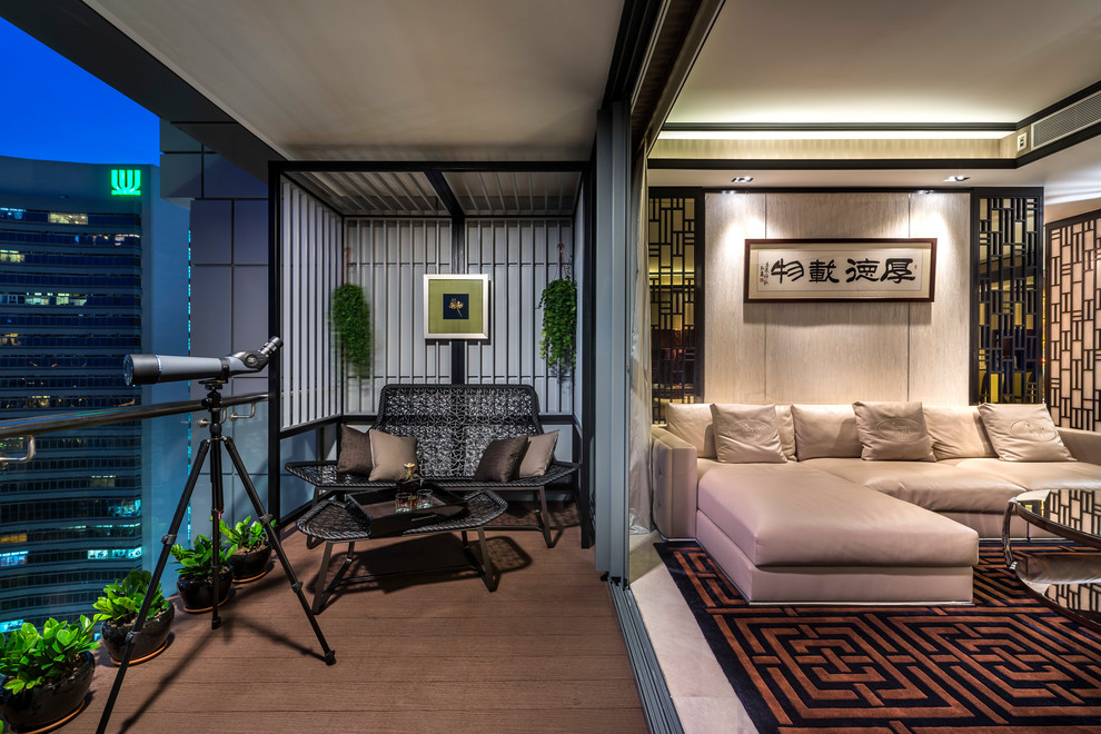 Elegant living room photo in Singapore
