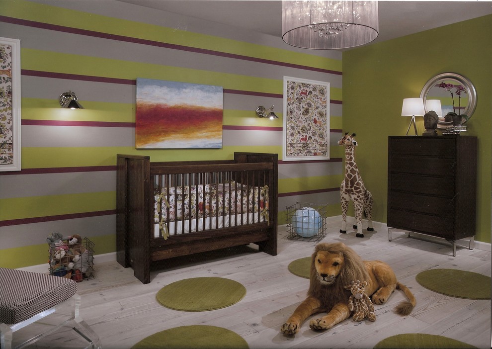 Diseño de habitación de bebé contemporánea grande