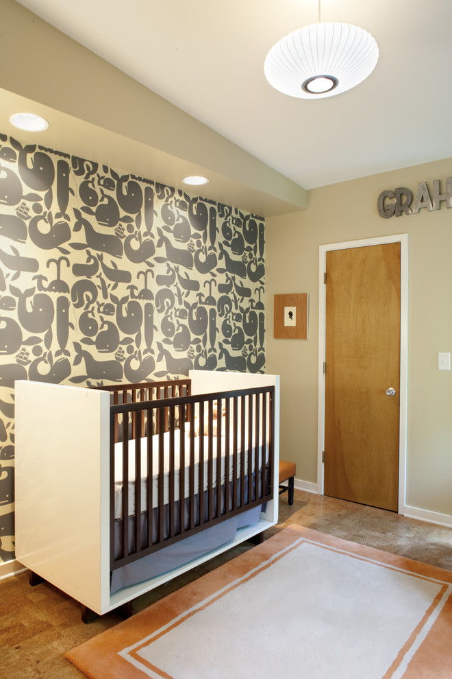 This is an example of a midcentury nursery in Austin.