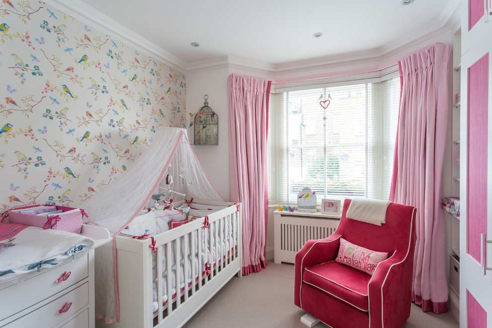 Example of a transitional nursery design in London