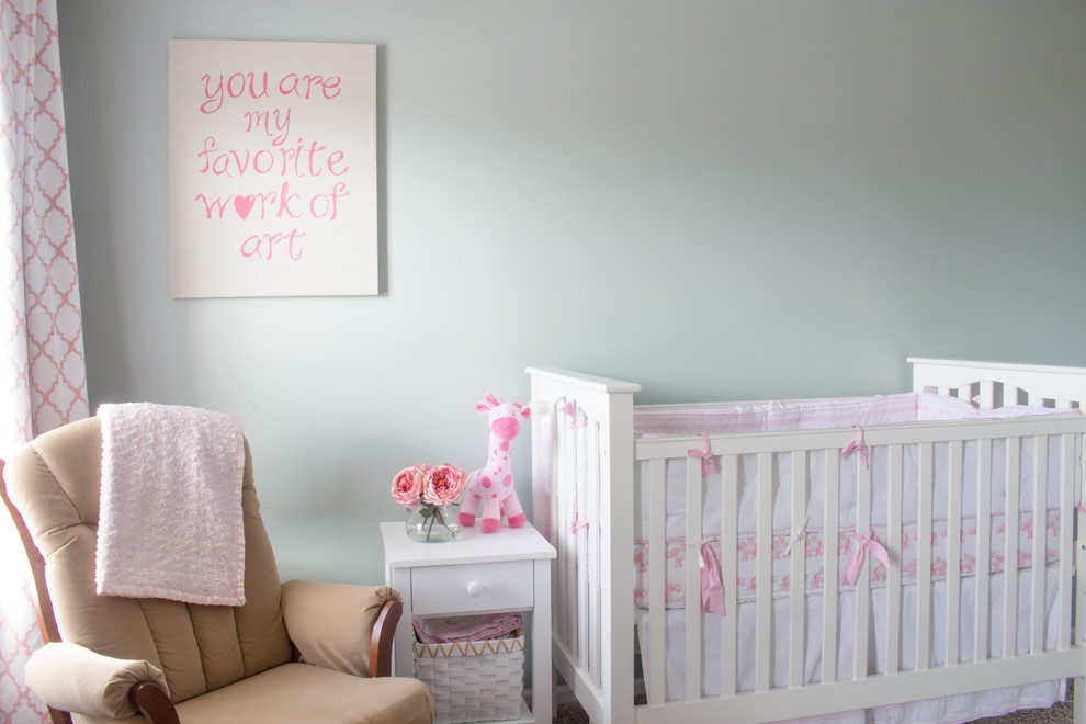 Baby Pink and Mint Green Girl's Nursery Traditional Nursery Miami