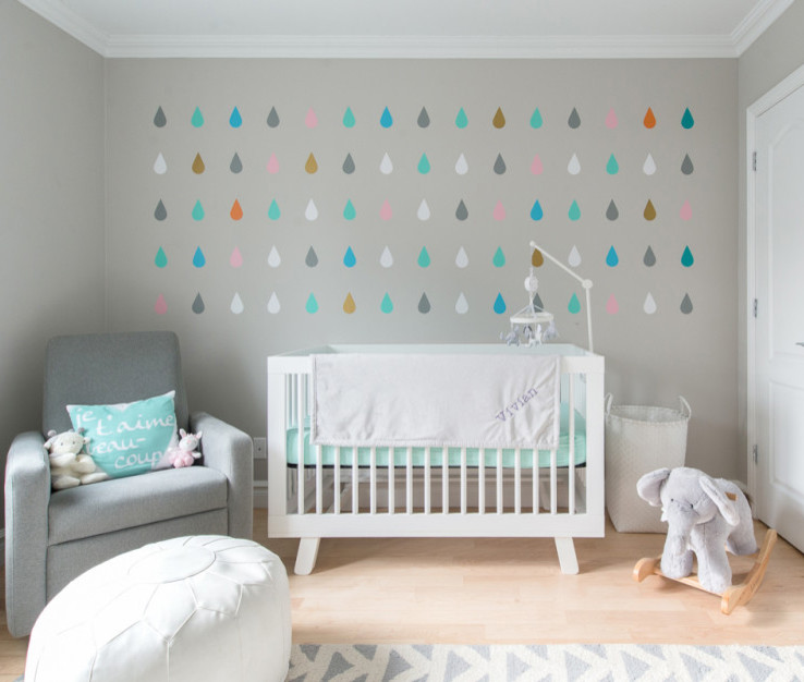 This is an example of a medium sized modern nursery in New York.