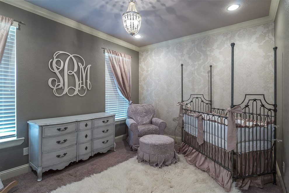 Идея дизайна: комната для малыша в стиле рустика для девочки